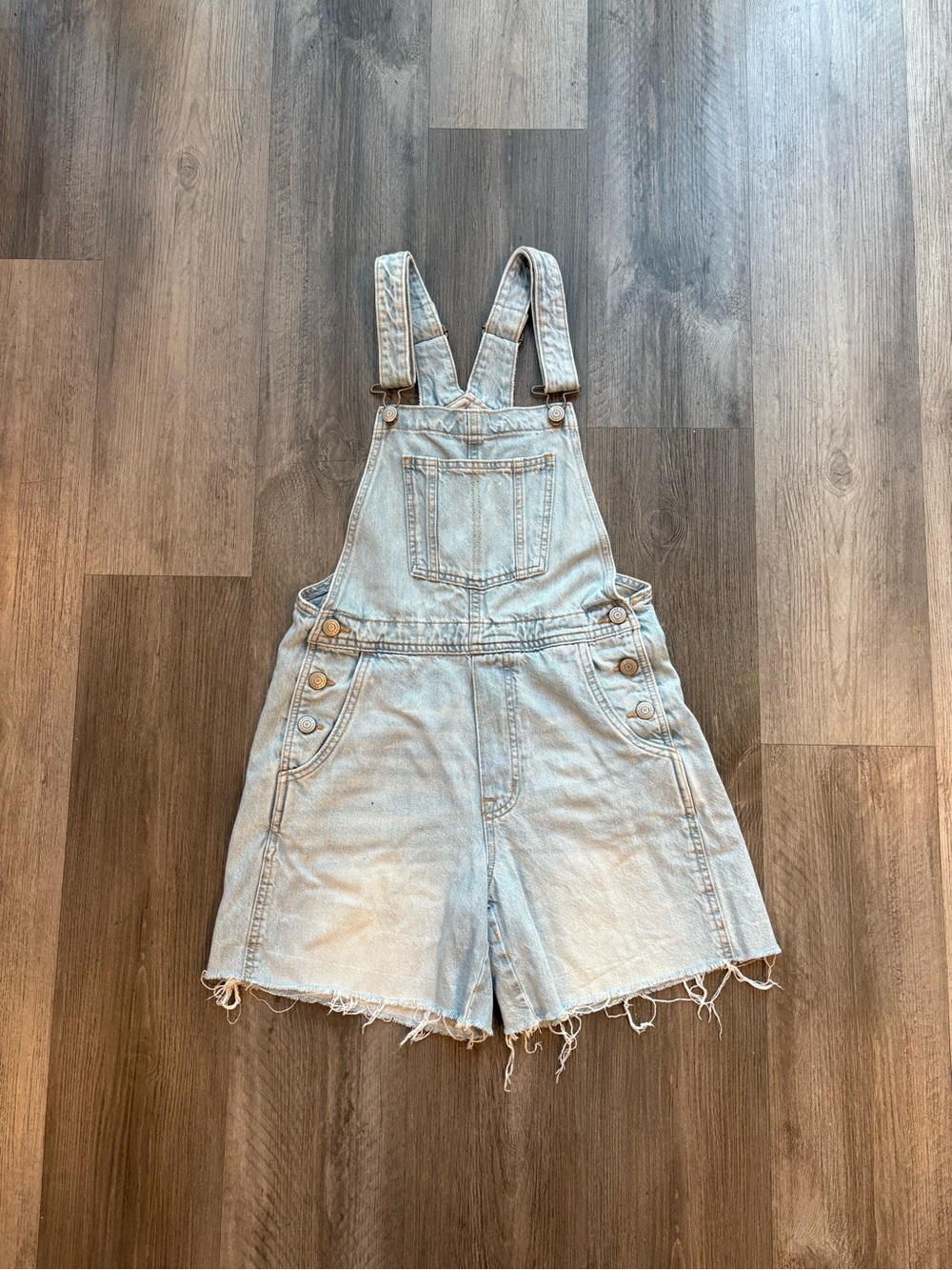 Aeropostale Y2K Light Wash Denim Short Overalls Small